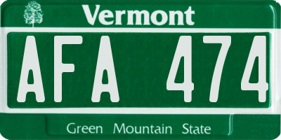 VT license plate AFA474