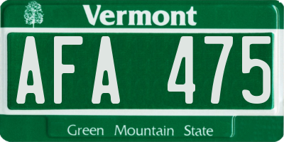 VT license plate AFA475