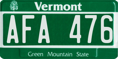 VT license plate AFA476