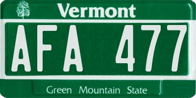 VT license plate AFA477