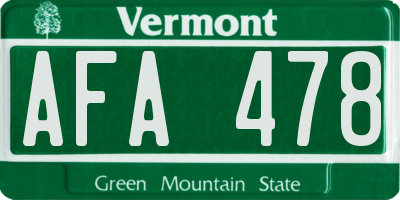 VT license plate AFA478