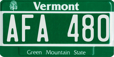 VT license plate AFA480