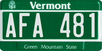VT license plate AFA481