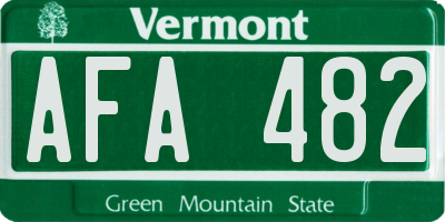 VT license plate AFA482