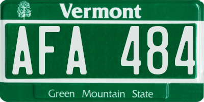 VT license plate AFA484
