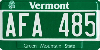 VT license plate AFA485