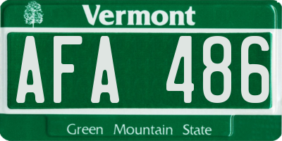 VT license plate AFA486
