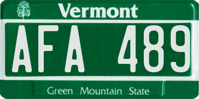 VT license plate AFA489