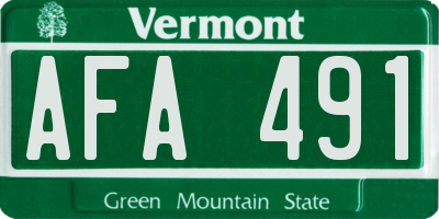 VT license plate AFA491