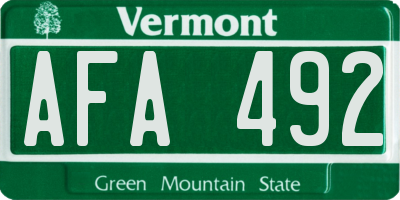 VT license plate AFA492