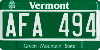 VT license plate AFA494