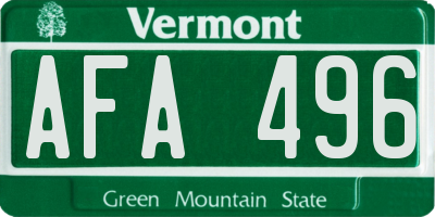 VT license plate AFA496