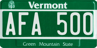 VT license plate AFA500