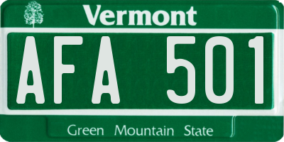 VT license plate AFA501