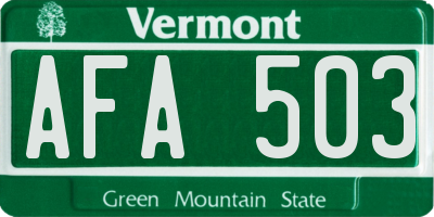 VT license plate AFA503