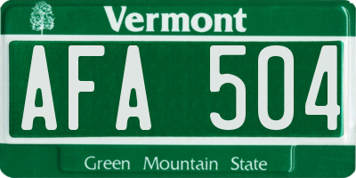 VT license plate AFA504