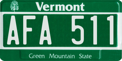 VT license plate AFA511