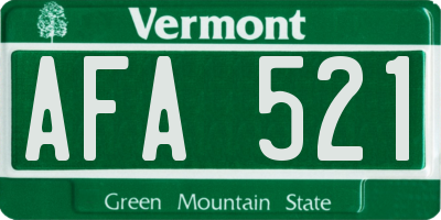 VT license plate AFA521
