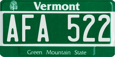 VT license plate AFA522