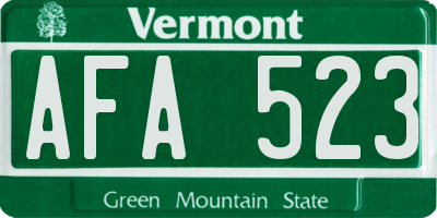 VT license plate AFA523
