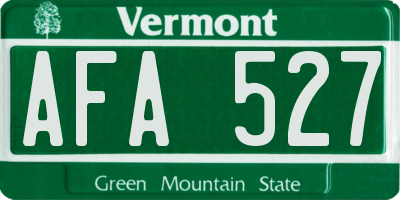 VT license plate AFA527