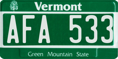 VT license plate AFA533
