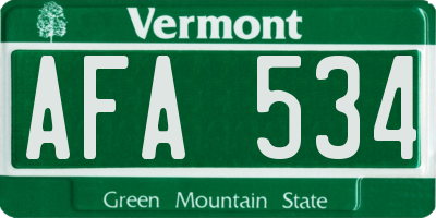 VT license plate AFA534