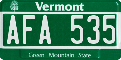 VT license plate AFA535