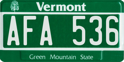 VT license plate AFA536