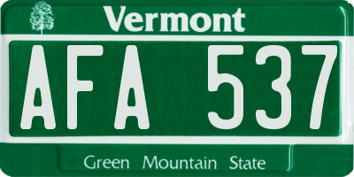 VT license plate AFA537