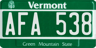 VT license plate AFA538