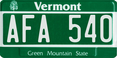 VT license plate AFA540
