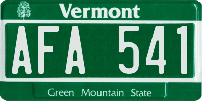 VT license plate AFA541