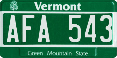 VT license plate AFA543