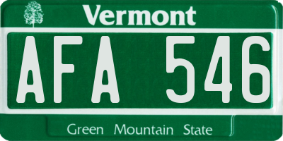 VT license plate AFA546