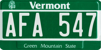 VT license plate AFA547