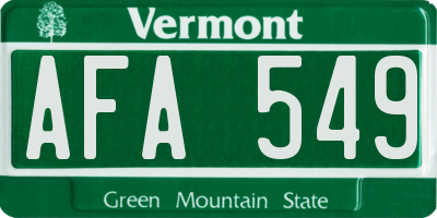 VT license plate AFA549