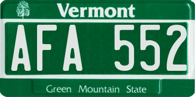VT license plate AFA552