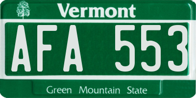 VT license plate AFA553