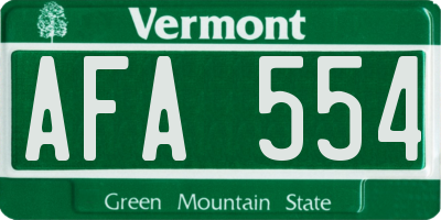 VT license plate AFA554