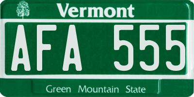 VT license plate AFA555