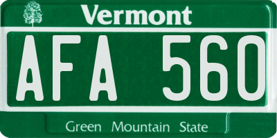 VT license plate AFA560