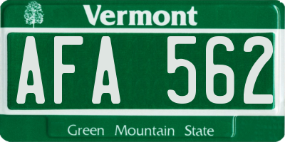 VT license plate AFA562