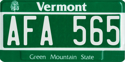 VT license plate AFA565