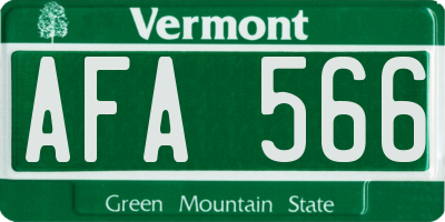 VT license plate AFA566