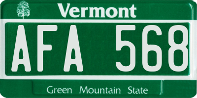 VT license plate AFA568