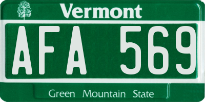 VT license plate AFA569