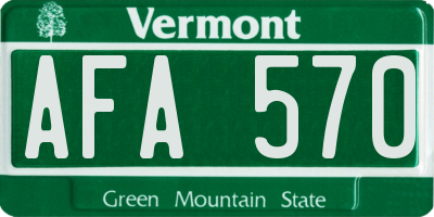 VT license plate AFA570