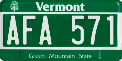 VT license plate AFA571
