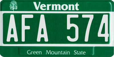 VT license plate AFA574
